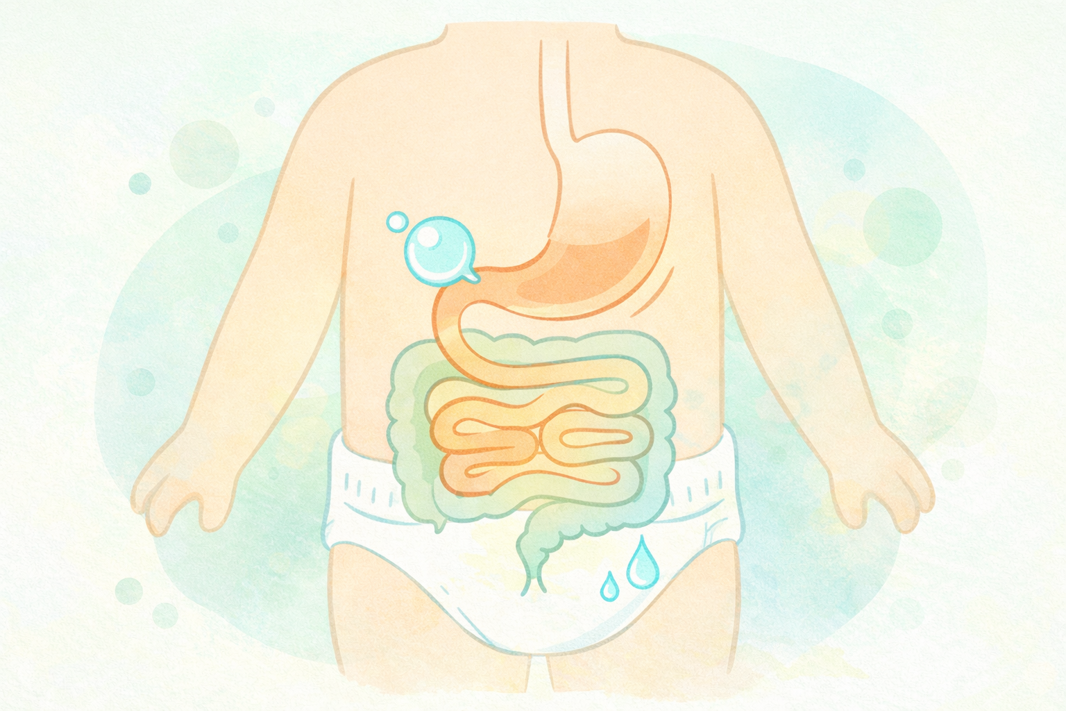 Illustration of digestive symptoms that can be linked to CMPA in babies